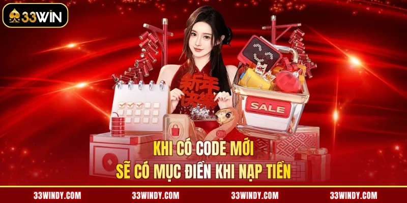 Khi có Code mới sẽ có mục điền khi nạp tiền
